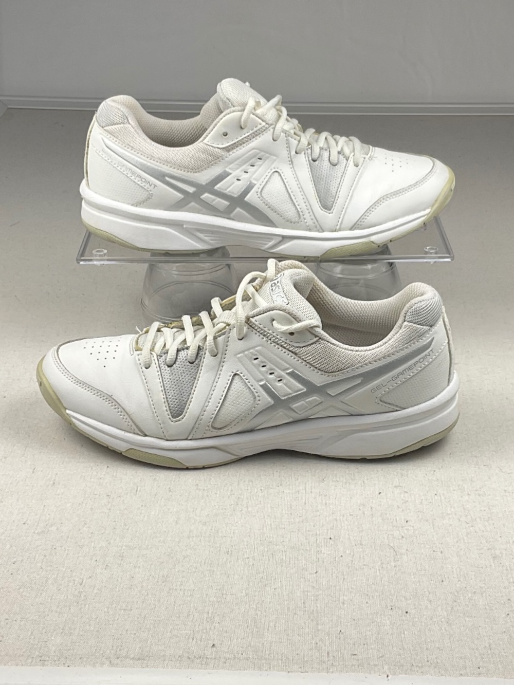 Asics GEL-Gamepoint Women's Tennis Shoes White Silver Pickleball Court Size 6.5